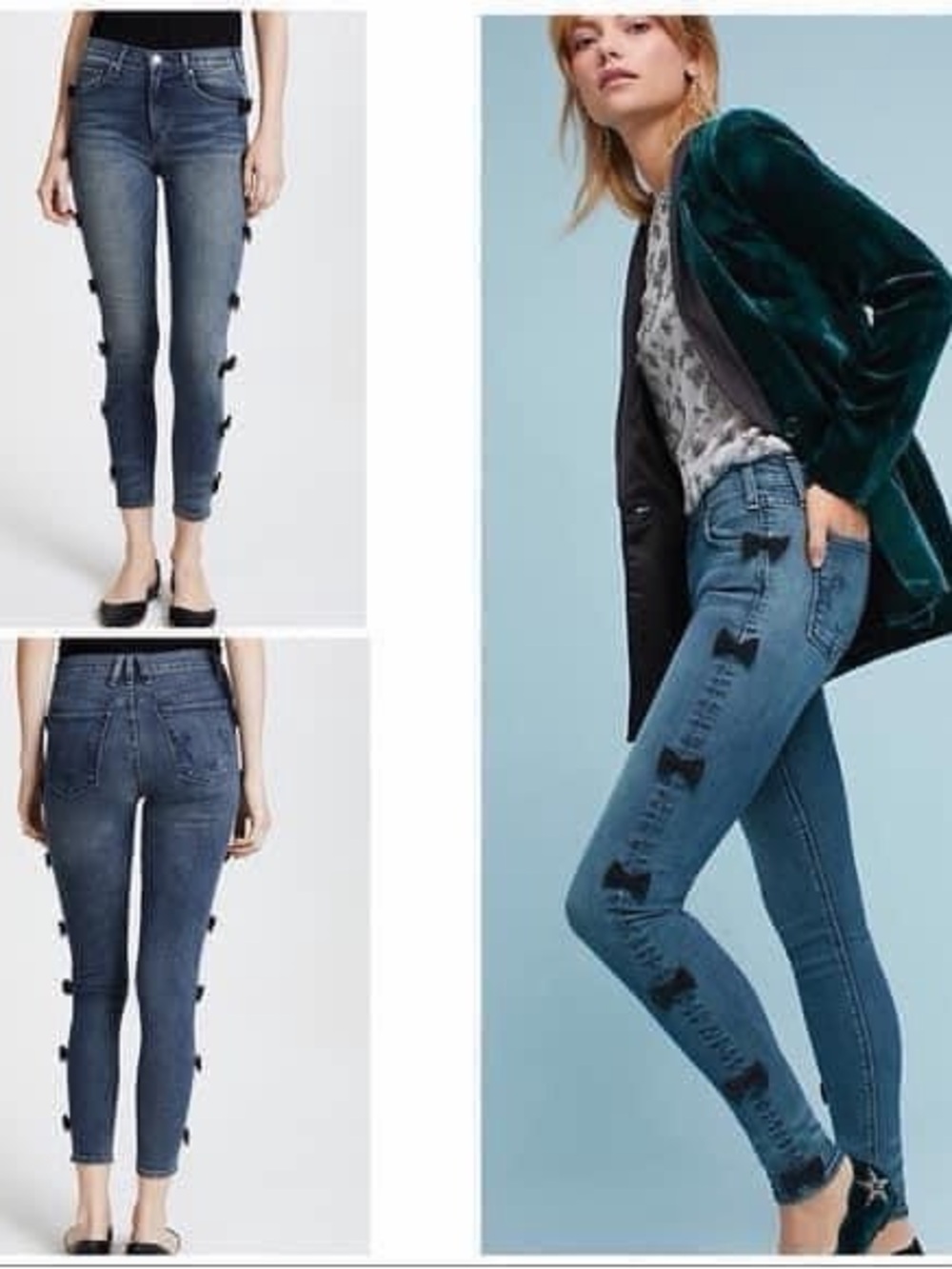 Anthropologie Blue Skinny Jeans with Side Bow Accents by McGuire Denim